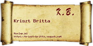 Kriszt Britta névjegykártya